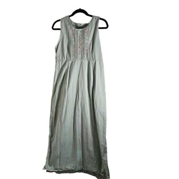 Vintage Christopher & Banks Dress with Jacket Green Embroidered Floral Size 10 - Picture 2 of 8